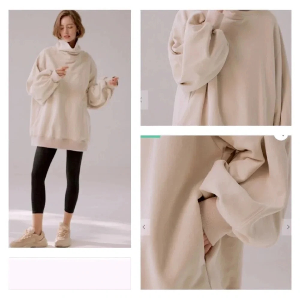 LIT Whisper Oversized Turtleneck Sweatshirt minimalist comfy beige‎ aesthetic